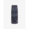 Conner Ives Black Ghulam Denim Midi Skirt In Black Denim