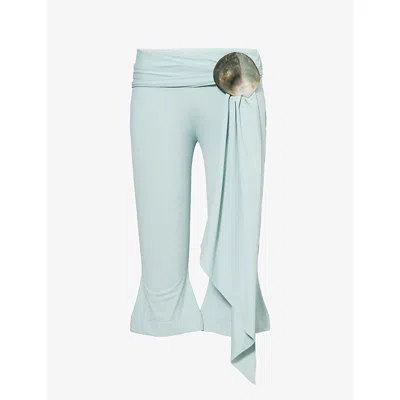 Conner Ives Womens Blue Sash Belt Stretch-jersey Capri Trousers