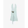 Conner Ives Womens Blue Sash Belt Stretch-jersey Mini Dress