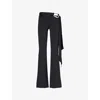 Conner Ives Embellished Draped Stretch-jersey Flared Track Pants In Black