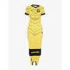 Conner Ives Womens Multi Reconstitued Shirred Football Woven Maxi Dress