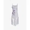 Conner Ives Demi Couture Piano Shawl Embroidered Silk Dress In Purple