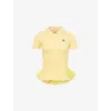 Conner Ives Womens Yellow Reconstituted Shirred Cotton-jersey Polo Shirt