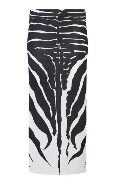 Conner Ives Zebra Jersey Midi Skirt In Multi
