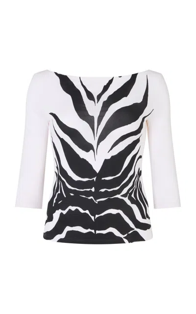 Conner Ives Zebra Jersey Top In White