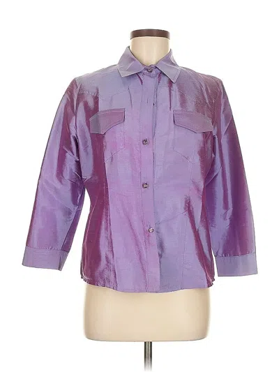 Pre-owned Connie Roberson 3/4 Sleeve Button Down Shirt In Purple