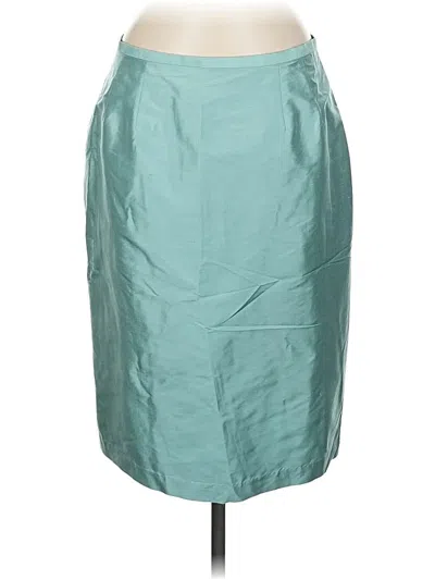 Pre-owned Connie Roberson Silk Skirt In Blue