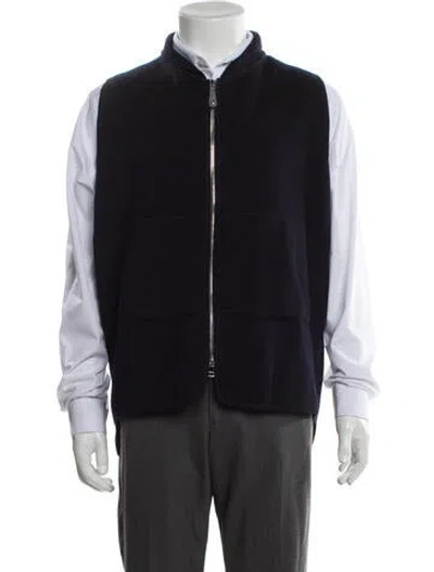 Pre-owned Connolly Wool Mock Neck Cardigan In Blue