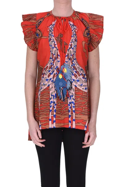 Connor & Blake Printed Blouse In Red
