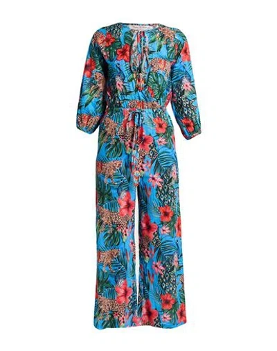 Connor & Blake Woman Jumpsuit Azure Size Xl Cotton In Blue
