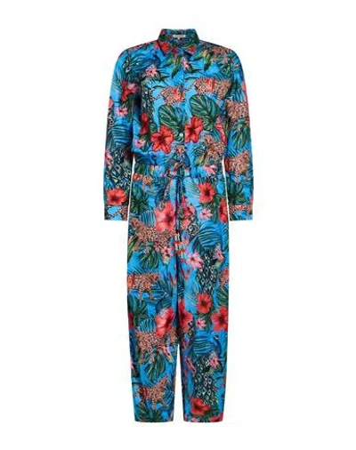 Connor & Blake Woman Jumpsuit Azure Size Xl Cotton In Multi