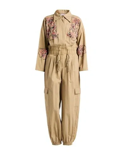 Connor & Blake Woman Jumpsuit Sand Size M Cotton In Beige