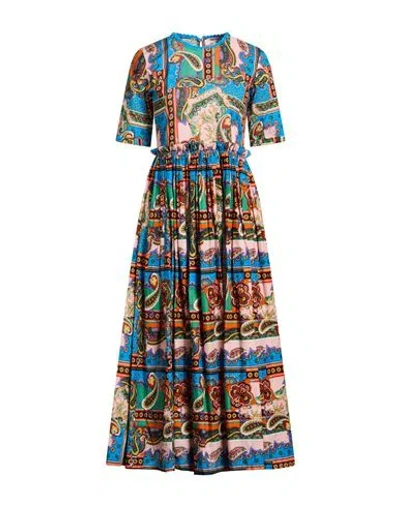 Connor & Blake Woman Maxi Dress Azure Size L Cotton In Blue
