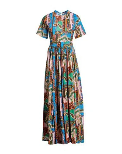 Connor & Blake Woman Maxi Dress Azure Size L Cotton In Blue