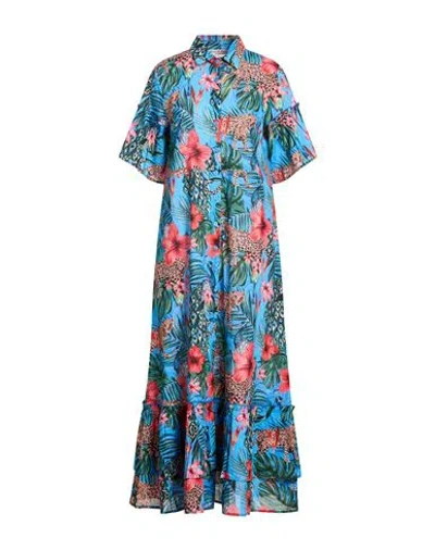 Connor & Blake Woman Maxi Dress Azure Size Xl Cotton In Blue