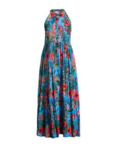 Connor & Blake Woman Maxi Dress Azure Size Xl Cotton In Blue