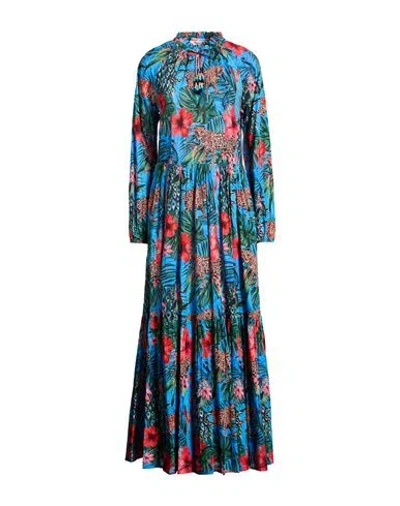 Connor & Blake Woman Maxi Dress Azure Size Xl Cotton In Blue
