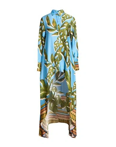 Connor & Blake Woman Maxi Dress Azure Size Xs Viscose In Blue
