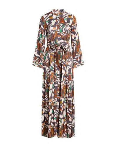 Connor & Blake Woman Maxi Dress Brown Size L Viscose