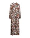 Connor & Blake Woman Maxi Dress Brown Size Xl Viscose In Brown