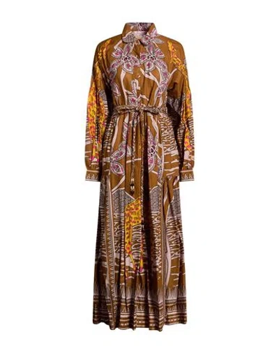 Connor & Blake Woman Maxi Dress Camel Size S Cotton In Brown
