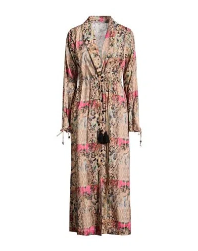 Connor & Blake Woman Maxi Dress Camel Size Xl Cotton In Multi