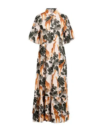 Connor & Blake Woman Maxi Dress Cream Size Xl Cotton In Multi