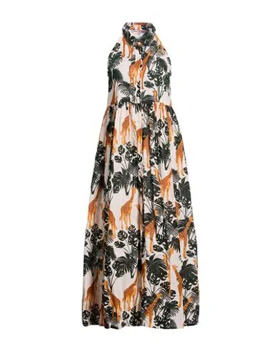 Connor & Blake Woman Maxi Dress Dark Green Size L Cotton In Multi