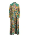 Connor & Blake Woman Maxi Dress Green Size L Cotton In Green