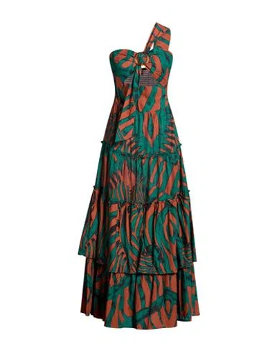 Connor & Blake Woman Maxi Dress Green Size L Cotton In Multi