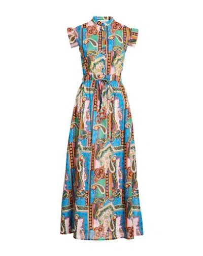 Connor & Blake Woman Maxi Dress Green Size M Cotton In Blue