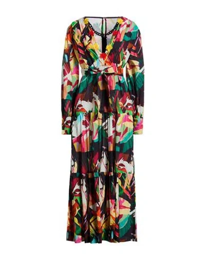 Connor & Blake Woman Maxi Dress Green Size S Cotton In Multi