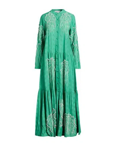 Connor & Blake Woman Maxi Dress Green Size Xl Cotton