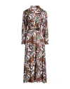 Connor & Blake Woman Maxi Dress Grey Size L Viscose In Multi