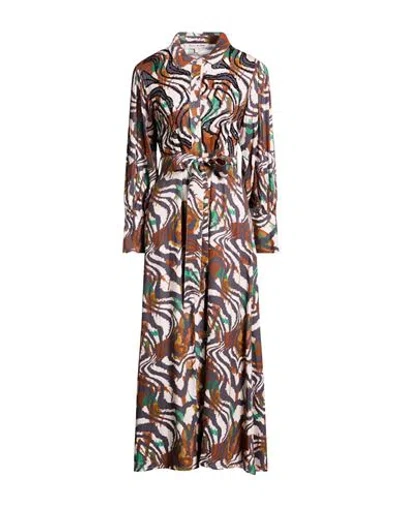 Connor & Blake Woman Maxi Dress Grey Size L Viscose In Multi