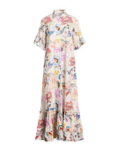 Connor & Blake Woman Maxi Dress Ivory Size Xl Cotton In Multi