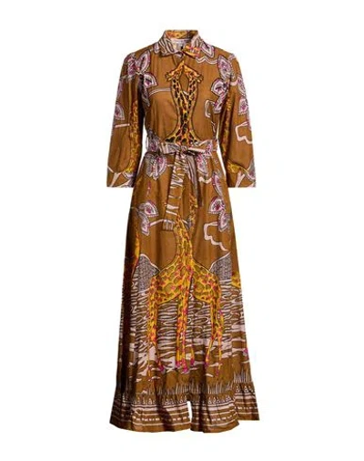 Connor & Blake Woman Maxi Dress Khaki Size L Cotton In Brown