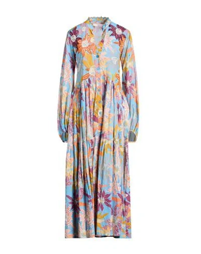 Connor & Blake Woman Maxi Dress Light Blue Size L Cotton