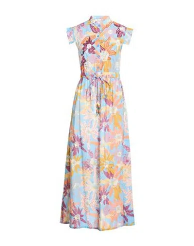Connor & Blake Woman Maxi Dress Light Blue Size Xl Cotton In Animal Print