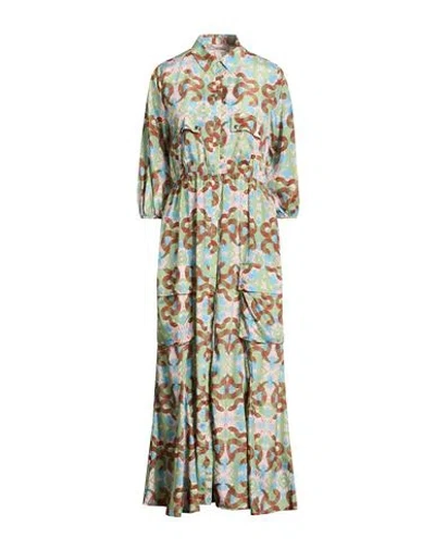 Connor & Blake Woman Maxi Dress Light Green Size S Polyester In Blue