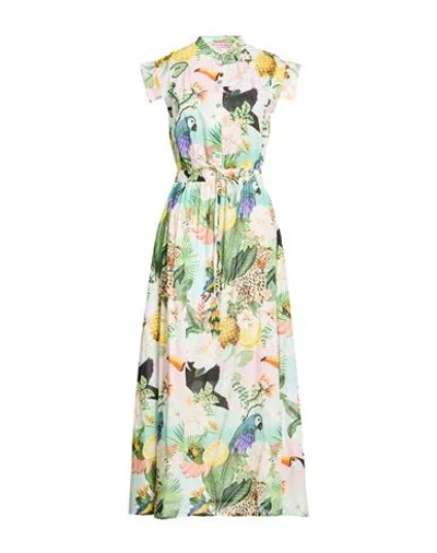Connor & Blake Woman Maxi Dress Light Green Size Xl Cotton In Multi
