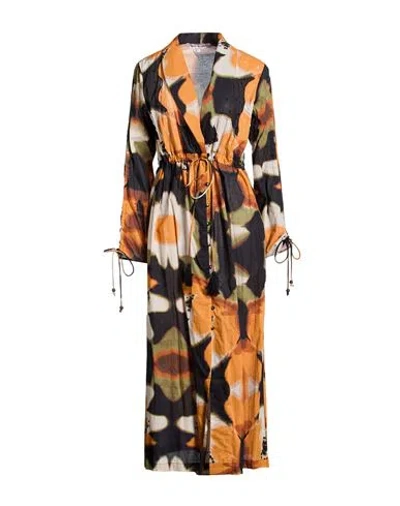Connor & Blake Woman Maxi Dress Mandarin Size Xl Cotton In Orange