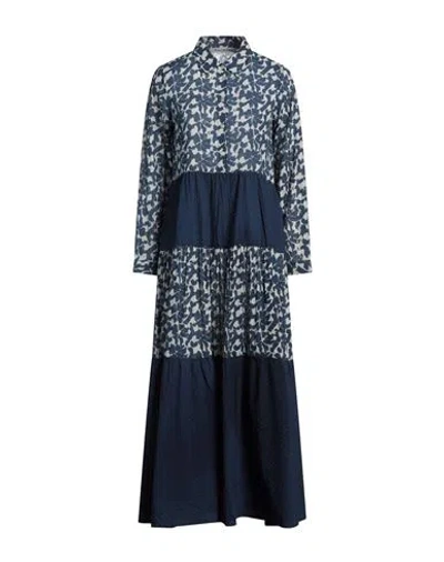 Connor & Blake Woman Maxi Dress Midnight Blue Size S Cotton