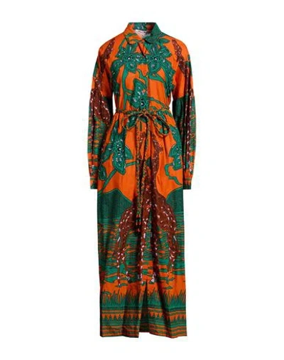 Connor & Blake Woman Maxi Dress Orange Size L Cotton In Green