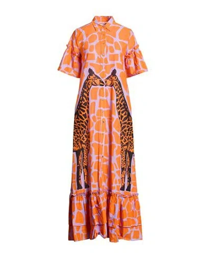 Connor & Blake Woman Maxi Dress Orange Size L Cotton