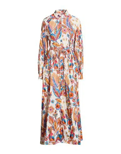 Connor & Blake Woman Maxi Dress Orange Size L Cotton In Multi