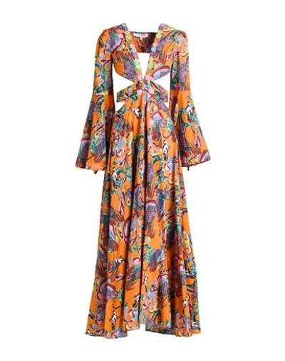 Connor & Blake Woman Maxi Dress Orange Size Xs Cotton