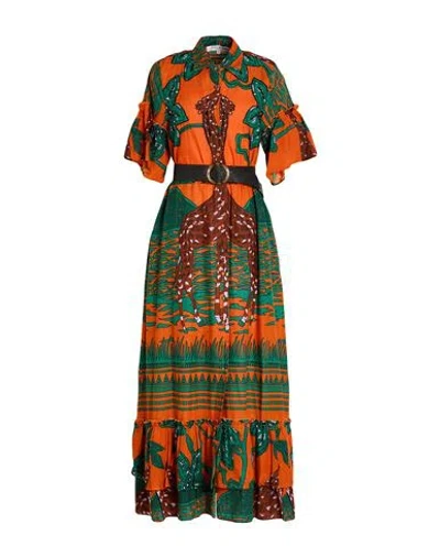 Connor & Blake Woman Maxi Dress Orange Size S Cotton
