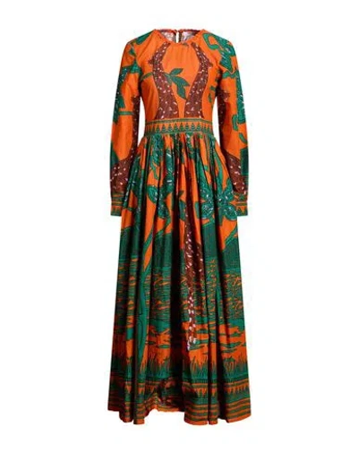 Connor & Blake Woman Maxi Dress Orange Size Xl Cotton In Multi
