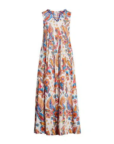 Connor & Blake Woman Maxi Dress Orange Size Xl Cotton In Multi